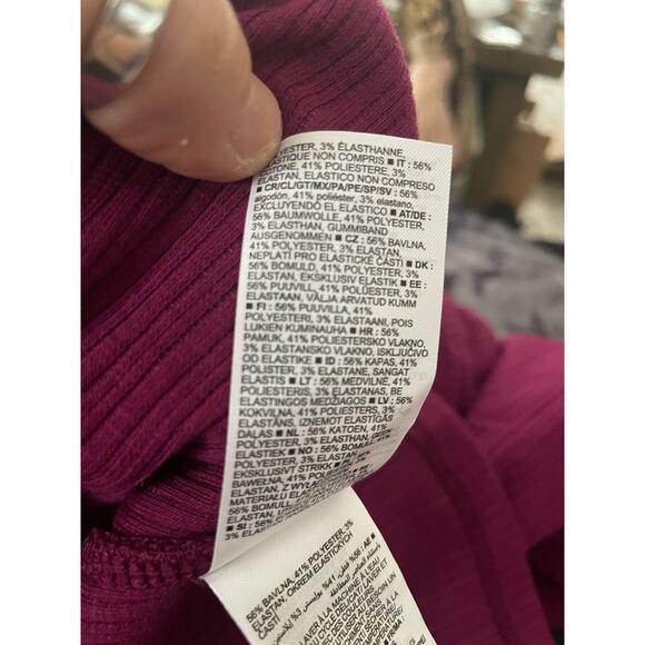 Old Navy T Shirt Women's Plus Size 2X Winter Wine Long Sleeve Slim Cinched Rib - Picture 7 of 8